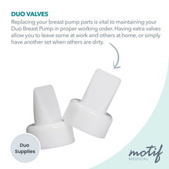Motif Medical Duo valve side view shows compact, travel-ready replacement part.