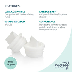 Motif Medical Luna valve with bottom-fit design ensures reliable compatibility for pumping.