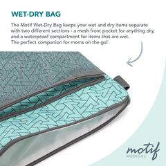 Motif Medical wet dry bag aqua waterproof pocket isolates damp items during travel and outings.
