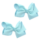 Motique Accessories 3-inch pale blue grosgrain bow clip close-up for cute everyday outfits