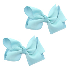 Motique Accessories 3-inch pale blue grosgrain bow clip close-up for cute everyday outfits