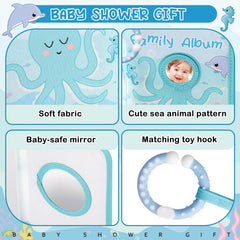 Motiskyy My First Photo Album soft fabric blue cover enhances tactile exploration