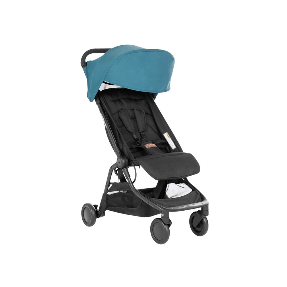 Mountain Buggy Nano V3 Stroller Teal showcasing ultra-light design for travel and quick trips.