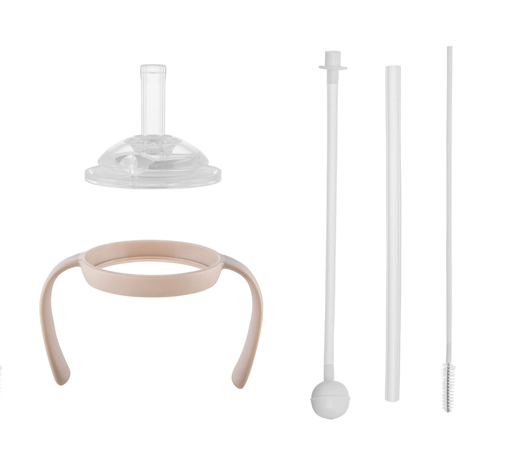 MOYUUM baby bottle straw-top beige enables versatile sipping from any angle.