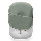 MOZAH Baby Lounger Cover in Roman Green showing snug fit for most infant loungers