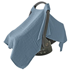 MOZAH car seat cover soft-breathable-muslin offering gentle year-round comfort.
