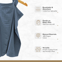 MOZAH nursing cover arch neckline provides stability for uninterrupted breastfeeding.
