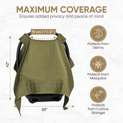 MOZAH organic muslin car seat cover is lightweight and breathable for comfy rides