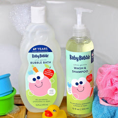 Mr. Bubble ingredients apple blueberry carrot graphic communicates ABC skin benefits.