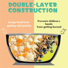 MR. CHOU insulated double-layer bowl maintains baby food temperature during meals.