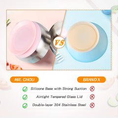 MR. CHOU tempered glass lid keeps leftovers fresh and sealed.