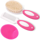 MR LION baby hair brush with soft goat hair for gentle scalp massage and grooming.