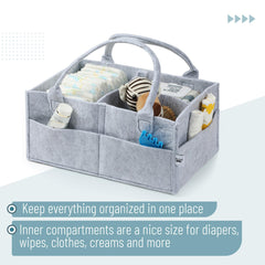 Mr. Pen Baby Diaper Caddy Organizer Grey Large reinforced handles – portable care on the go.