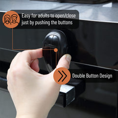 Mr. Pen oven lock double-button system keeps kids from opening the door.