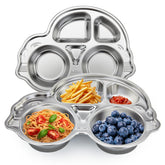 Mrs. Chou stainless steel baby suction plate with divided compartments for mess-reducing meals