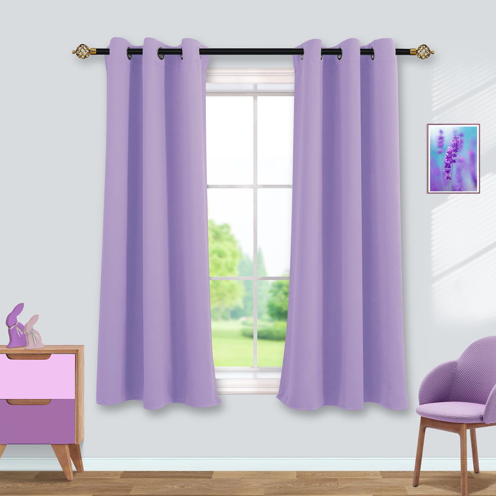 Mrs.Naturall light purple curtains two-panel pack for kids rooms with improved sleep potential