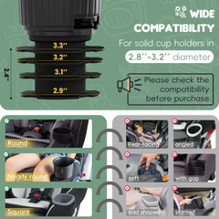 MS MASTER SHOW rubber base keeps tray secure in cup holder during bumpy rides.