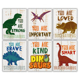 MTL HOE Dinosaur wall art prints collection adds vibrant color to spark imaginative play.