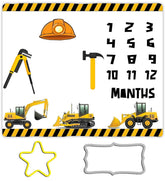 MTMETY BTXFME25 milestone blanket with construction vehicle design for monthly growth photos