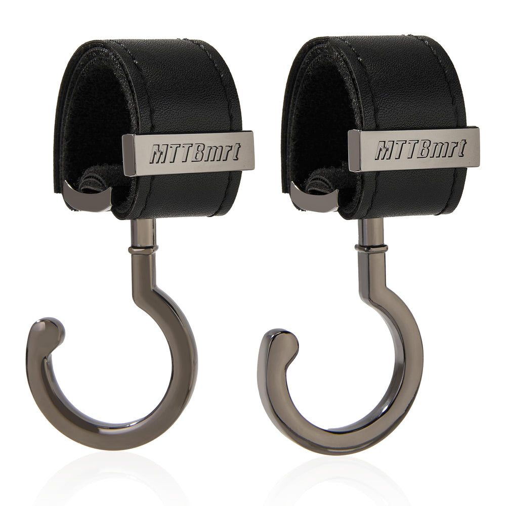 MTTBmrt stroller hooks on handle with 360-degree rotation for easy bag access.