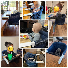 MTWML hook-on high chair clip demonstrates sturdy clamp for travel dining