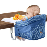 MTWML hook-on high chair-tray striped-blue offers stable dining for babies