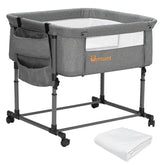 MTWML twin bassinet setup demonstrates versatile use for twins in a compact space