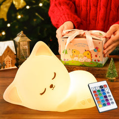 Mubarek cat night light remote with adjustable colors for teen room ambiance.