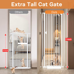 Mudanku auto-close feature on the 71-inch cat gate reduces open-door risk.