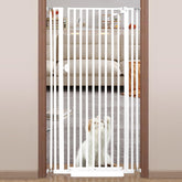 Mudanku 71-inch extra tall cat gate closed across doorway for pet containment.