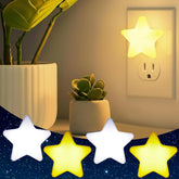 Mudder star plug-in LED night light pack illuminates nurseries with warm, soft glow.