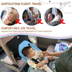 MueKeesam baby airplane bed on tray table attachment blue illustrates easy installation