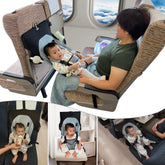 MueKeesam baby airplane bed setup attached to a tray for on-board sleep