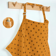 MUGVELL Muslin Nursing Cover orange green heart front view provides breathable feeding privacy