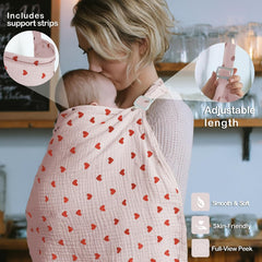 MUGVELL breathable-muslin foldable cover serves as stroller or car-seat shield.
