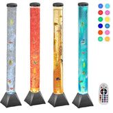 MUHI sensory bubble-tube lamp setup shows calming blue bubbles for a peaceful room