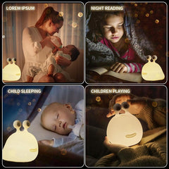 MUID slug night light in nursery highlights BPA-free silicone safety without harsh glare