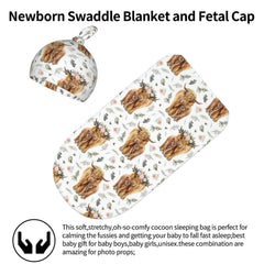 Muitanerkd Highland Cow Baby Hat highlighting cozy knit warmth for newborns.