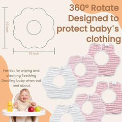 MUKIN muslin texture bib highlights breathable, absorbent cotton for drool and feed times