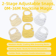 MUKIN baby muslin bibs gradient yellow closeup of absorbent textile ideal for spills