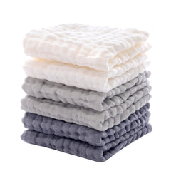 MUKIN baby washcloths gray folded show soft texture for gentle daily use.