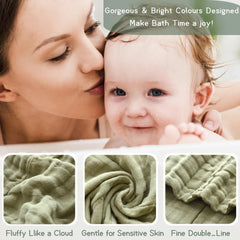 MUKIN baby washcloths pack 6 tea green: versatile bath time towels
