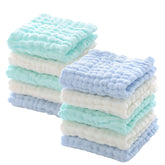 MUKIN Muslin washcloths newborn soft face cloths in green for gentle cleansing.