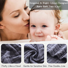 MUKIN small baby washcloths royal blue 12x12 colorful, cozy bath helper