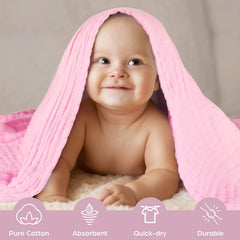 MUKIN swaddle blanket white-pink folded highlights cozy design for newborns.