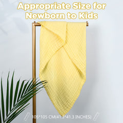 MUKIN swaddle blanket white-yellow for newborn cuddles and cozy warmth.