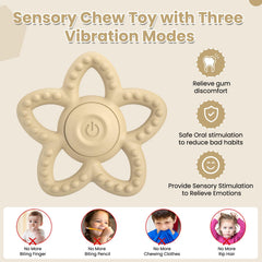 Mukoiber sensory chew toy beige in hand supports on-the-go soothing and focus.