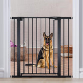 Mumeasy 36-inch extra tall dog gate blocks stair openings for pet safety.