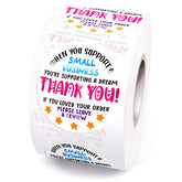 Muminglong Partyreal CA12168 label roll close-up with colorful thank you design for customers