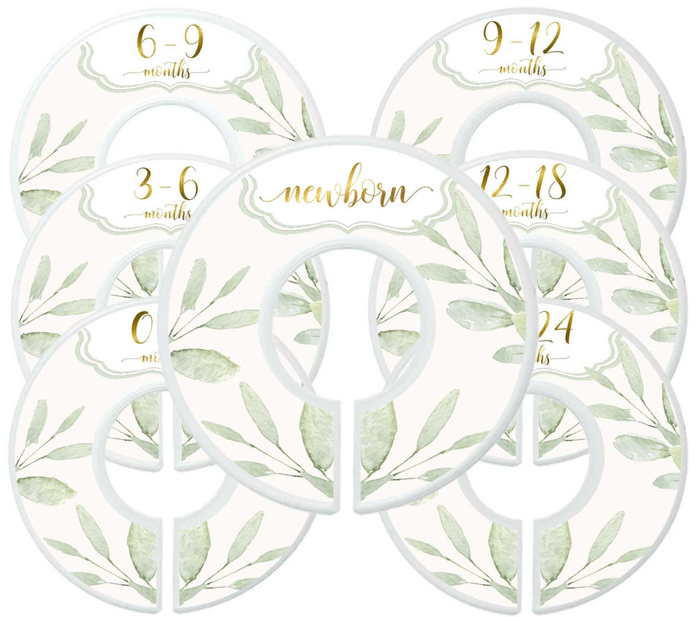 Mumsy Goose baby dividers greenery set7 front view for easy closet organization.